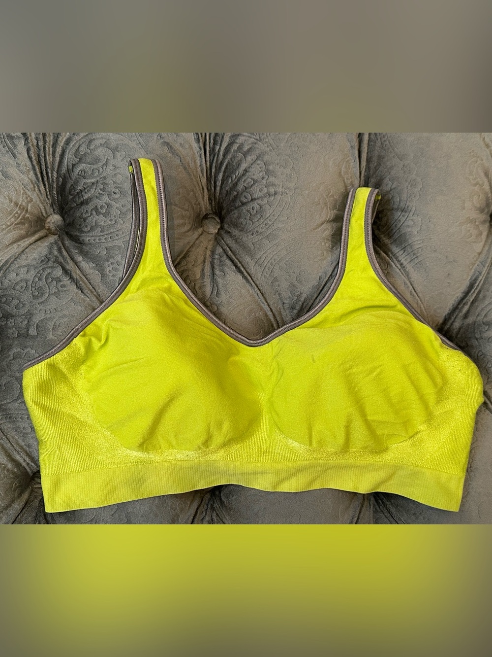 Bali Lime Green Wireless Sports Bra with Gray Trim